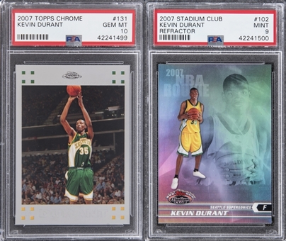 2007/08 Stadium Club and Topps Chrome Kevin Durant Rookie Cards PSA-Graded Pair (2 Different) 